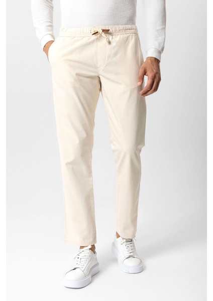 Ekru Relaxed Fit Yan Cepli %100 Pamuk Beli Bağlamalı Denim Pantolon fiyatları