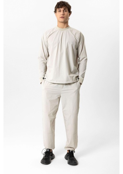 Bej Relaxed Fit Beli Lastikli Jogger Pantolon