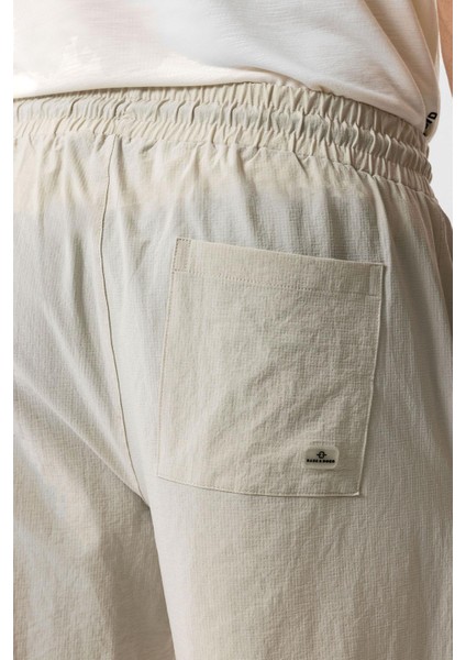Bej Relaxed Fit Beli Lastikli Jogger Pantolon