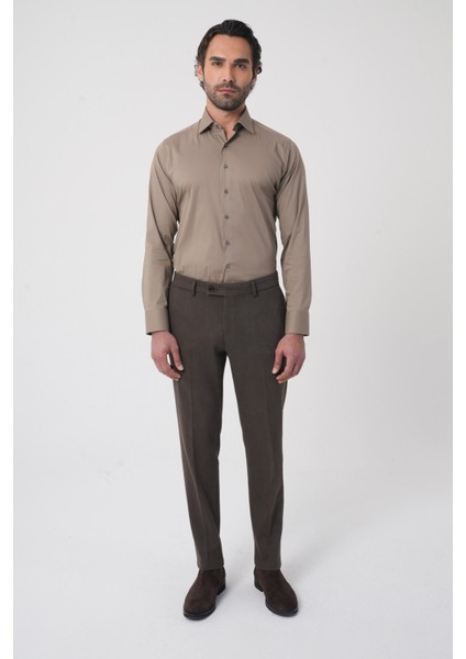 Erkek 4 Cepli Klasik Bej Pantolon PNS25K25207_D07