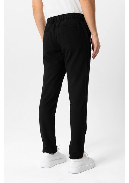 Siyah Smart Fit Beli Lastikli Yan Cep Casual Pantolon