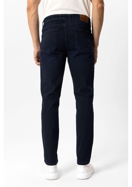 Lacivert Slim Fit 5 Cepli Pamuklu Denim Pantolon