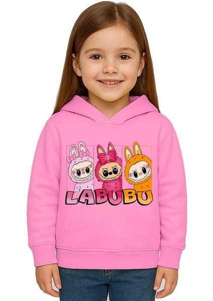 Unisex Baskılı Çocuk Swaetshirt Labubu Baskılı Kapüşonlu 3 Iplik Şardonlu fiyatları