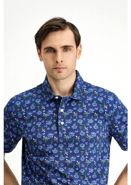 Slim Fit Dar Kesim Pamuklu Baskılı Polo Yaka Tişört fiyatları