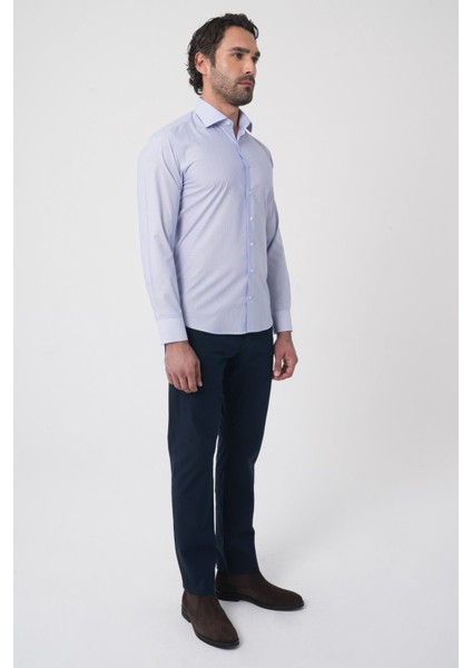 Erkek Regular Fit Uzun Kollu Italyan Yaka Mavi Gömlek GMKLS252006_E35 fırsatları