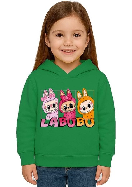 Unisex Baskılı Çocuk Swaetshirt Labubu Baskılı Kapüşonlu 3 Iplik Şardonlu fiyatları