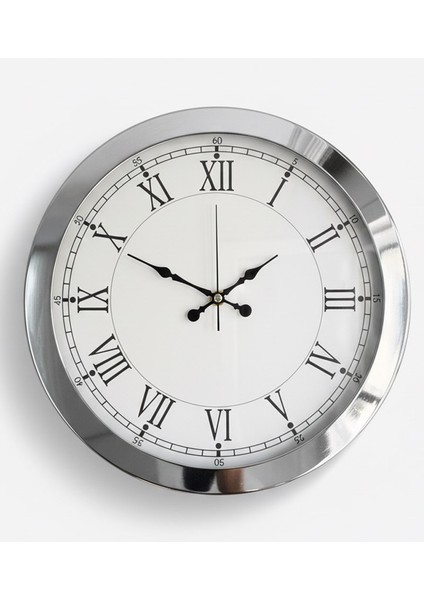 Metal Retro Krom Duvar Saati | 36 cm | Butik Saat