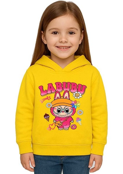 Unisex Baskılı Çocuk Swaetshirt Labubu Baskılı Kapüşonlu 3 Iplik Şardonlu fiyatları