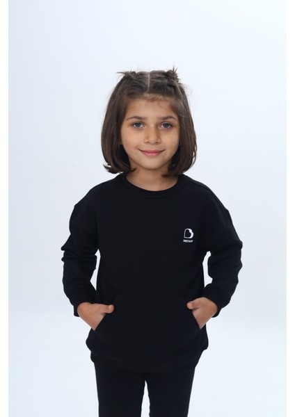 Kız Çocuk Mini Kalp Baskılı Sweatshirt