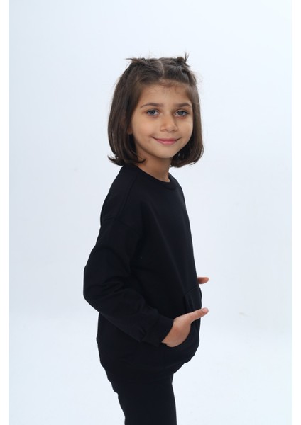 Kız Çocuk Mini Kalp Baskılı Sweatshirt fiyatları