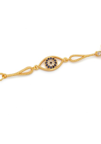 altın kaplama çiçek model nazar boncuklu çeyrek altınlı bileklik blk-1217 modelleri