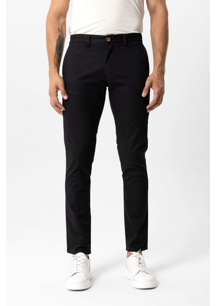 Siyah Slim Fit Pamuklu Yan Cep Chino Pantolon fiyatları