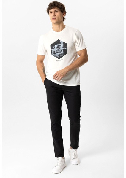 Siyah Slim Fit Pamuklu Yan Cep Chino Pantolon