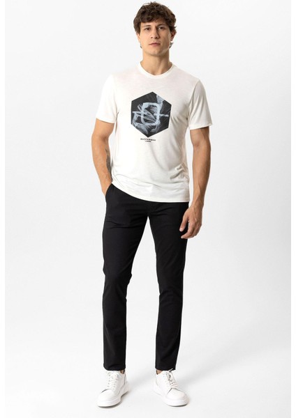 Siyah Slim Fit Pamuklu Yan Cep Chino Pantolon