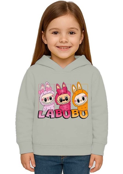 Unisex Baskılı Çocuk Swaetshirt Labubu Baskılı Kapüşonlu 3 Iplik Şardonlu fiyatları