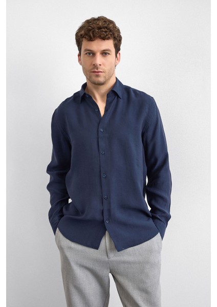 Lacivert Normal Yaka Gömlek fiyatları