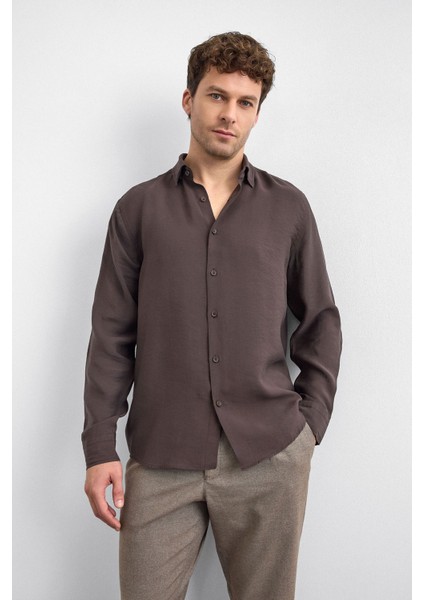 Kahve Normal Yaka Gömlek fiyatları