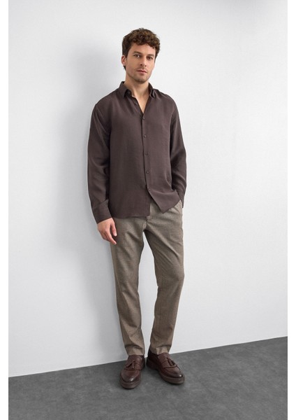 Kahve Normal Yaka Gömlek indirimleri