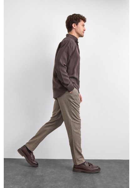 Kahve Normal Yaka Gömlek