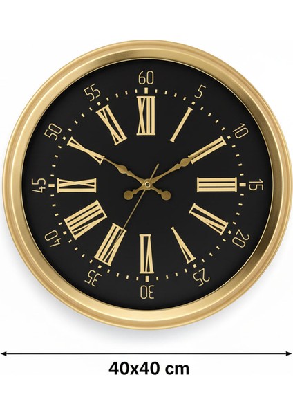 Dekoratif Duvar Saati Gold Metal | 40 cm | Butik Saati