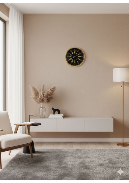 Dekoratif Duvar Saati Gold Metal | 40 cm | Butik Saati modelleri