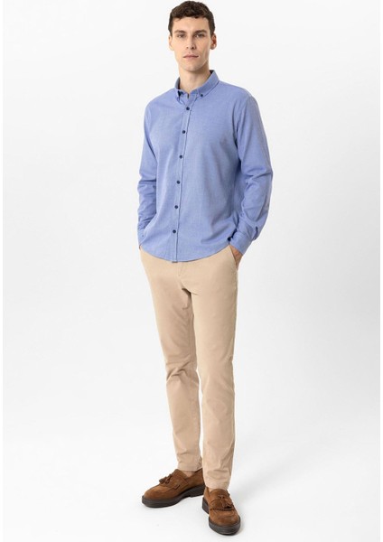 Lacivert Regular Fit %100 Pamuk Oxford Gömlek