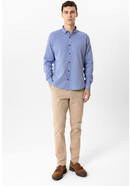 Lacivert Regular Fit %100 Pamuk Oxford Gömlek