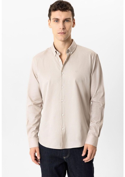 Taş Slim Fit Armürlü %100 Pamuk Gömlek