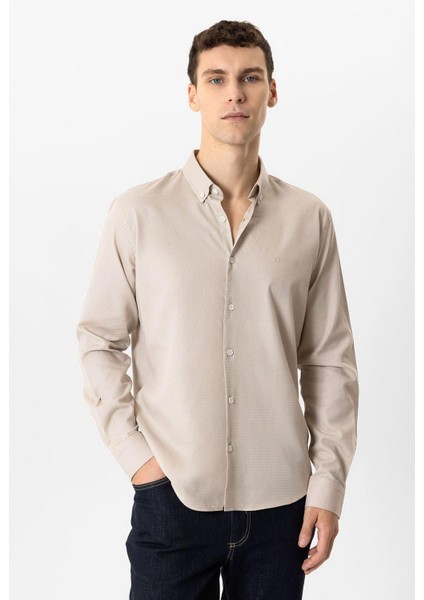 Taş Slim Fit Armürlü %100 Pamuk Gömlek fiyatları