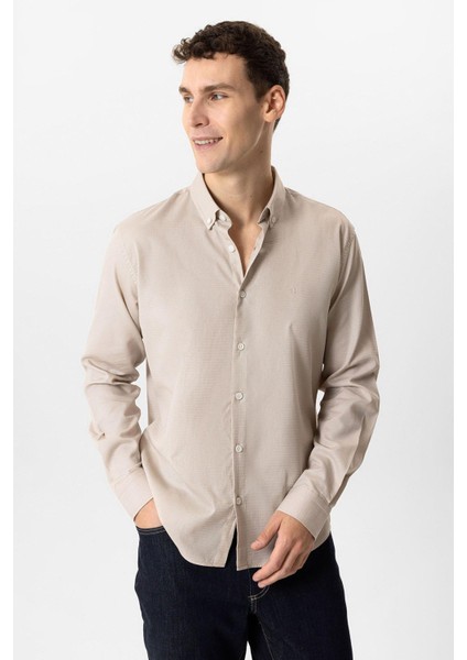 Taş Slim Fit Armürlü %100 Pamuk Gömlek modelleri