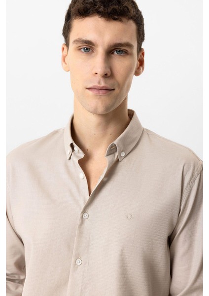 Taş Slim Fit Armürlü %100 Pamuk Gömlek fırsatları