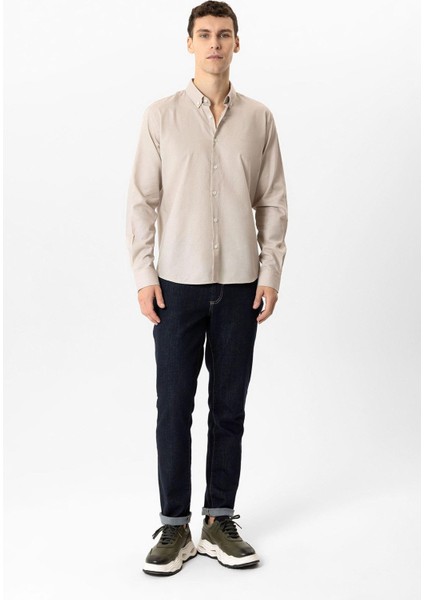 Taş Slim Fit Armürlü %100 Pamuk Gömlek