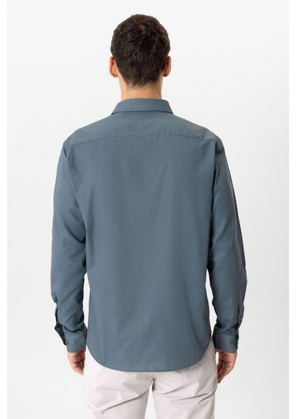 Gri Slim Fit Armürlü %100 Pamuk Gömlek fırsatları