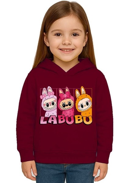 Unisex Baskılı Çocuk Swaetshirt Labubu Baskılı Kapüşonlu 3 Iplik Şardonlu fiyatları