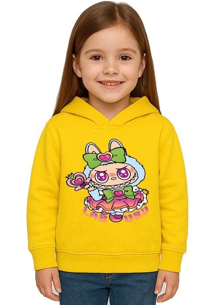 Unisex Baskılı Çocuk Swaetshirt Labubu Baskılı Kapüşonlu 3 Iplik Şardonlu fiyatları