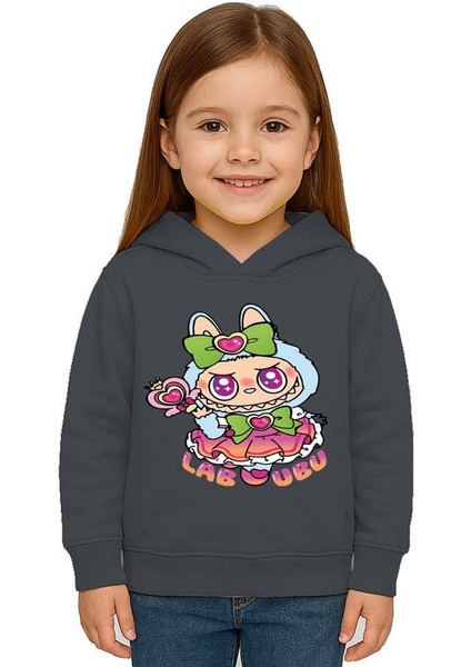 Unisex Baskılı Çocuk Swaetshirt Labubu Baskılı Kapüşonlu 3 Iplik Şardonlu fiyatları
