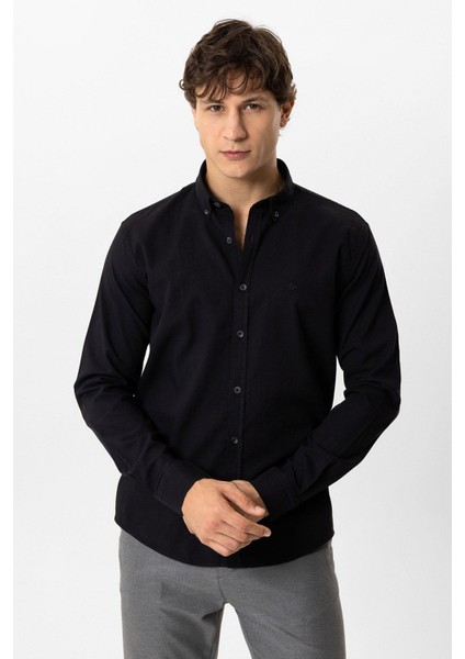 Siyah Regular Fit %100 Pamuk Oxford Gömlek fiyatları
