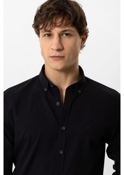 Siyah Regular Fit %100 Pamuk Oxford Gömlek modelleri