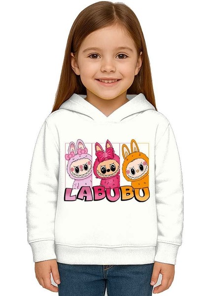 Unisex Baskılı Çocuk Swaetshirt Labubu Baskılı Kapüşonlu 3 Iplik Şardonlu fiyatları