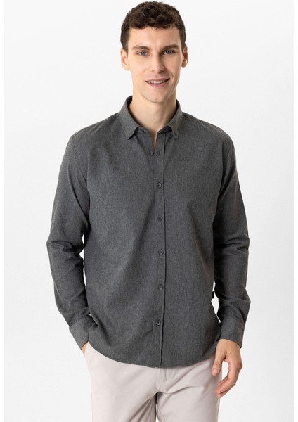 Koyu Gri Slim Fit Gömlek