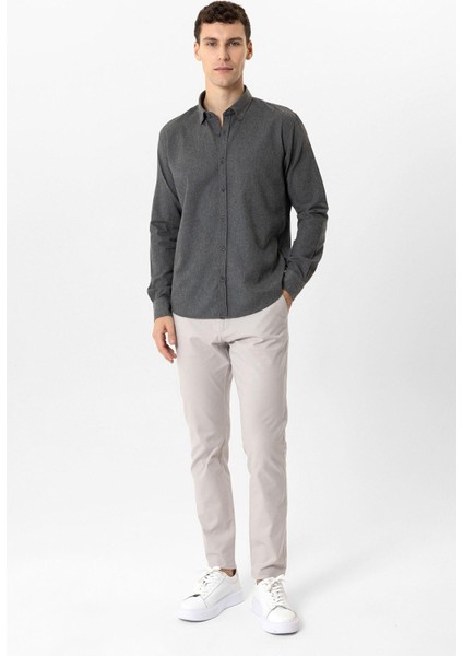 Koyu Gri Slim Fit Gömlek
