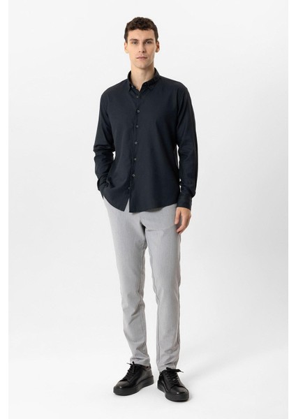 Siyah Slim Fit %100 Pamuk Gömlek