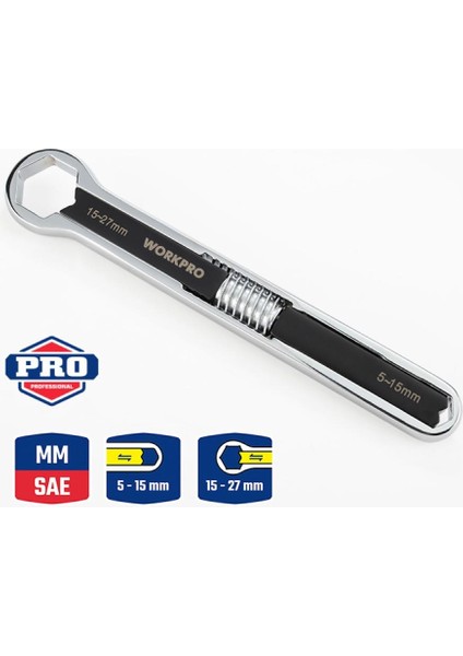 WP272016 5/27MM Cr-V Üniversal Ayarlanabilir Çift Başlı Anahtar