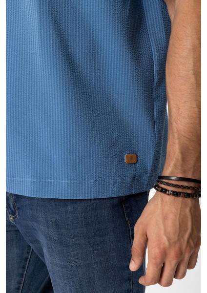 Lacivert Relaxed Fit Küba Yaka Kısa Kollu Gömlek indirimleri