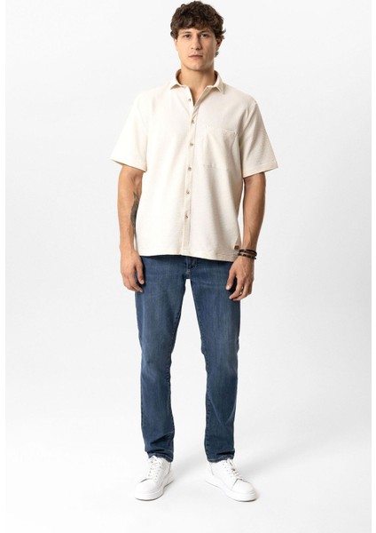 Bej Relaxed Fit Küba Yaka Kısa Kollu Gömlek indirimleri