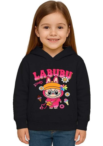 Unisex Baskılı Çocuk Swaetshirt Labubu Baskılı Kapüşonlu 3 Iplik Şardonlu fiyatları