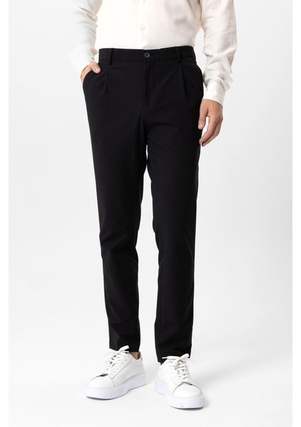 Siyah Slim Fit Yan Cep Casual Pantolon