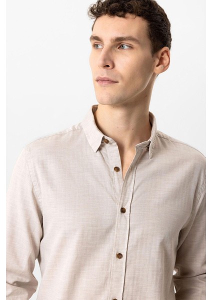Bej Regular Fit %100 Pamuk Gömlek modelleri