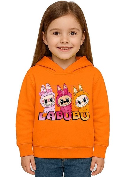 Unisex Baskılı Çocuk Swaetshirt Labubu Baskılı Kapüşonlu 3 Iplik Şardonlu fiyatları