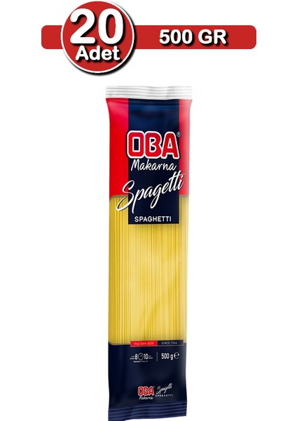 Spagetti Makarna 500 G x 20 Adet | Uzun Süreli Stok Paketi